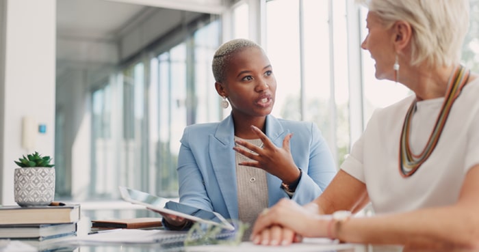 A banker meeting with a client.